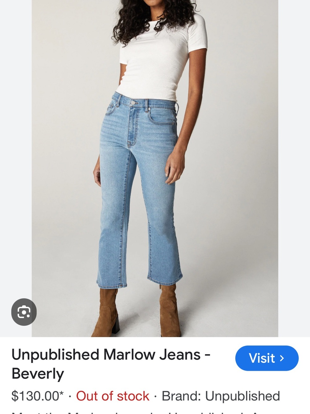 Unpublished Marlow.  Blue Cropped Jeans